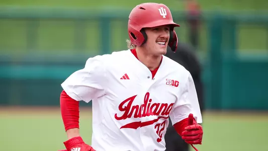 BLOOMINGTON, IN - April 22, 2023 - infielder/outfielder Josh Pyne #32 of the Indiana Hoosiers during the game between the Ohio University Bobcats and the Indiana Hoosiers at Bart Kaufman Field in Bloomington, IN. Photo By Gretta Cohoon/Indiana Athletics