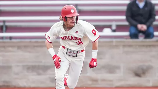 BLOOMINGTON, IN - April 21, 2023 - outfielder Bobby Whalen #16 of the Indiana Hoosiers during the game between the Ohio University Bobcats and the Indiana Hoosiers at Bart Kaufman Field in Bloomington, IN. Photo By Pearson Georges/Indiana Athletics