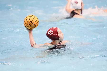 BLOOMINGTON, IN - January 28, 2023 - attacker Sophie Wazzan #15 of the Indiana Hoosiers during the game between the Harvard Crimson’s and the Indiana Hoosiers at Counsilman-Billingsley Aquatics Center in Bloomington, IN. Photo By Indiana Athletics