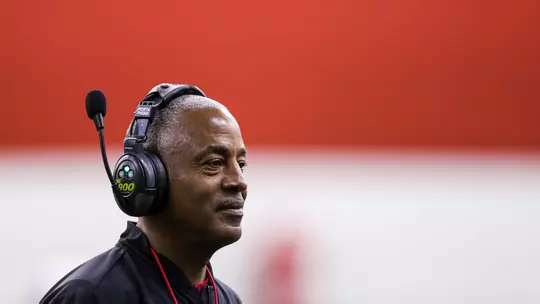 BLOOMINGTON, IN - March 07, 2023 - Indiana Hoosiers Associate Head Coach and Running Back Coach Craig Johnson during Spring Camp at John Mellencamp Pavillion in Bloomington, IN. Photo By Andrew Mascharka/Indiana Athletics