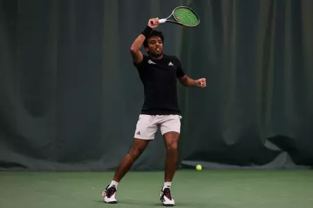 BLOOMINGTON, IN - April 2, 2023 -  Nishanth Basavareddy during the meet between the Saint Louis Billikens and the Indiana Hoosiers at IU Tennis Center in Bloomington, IN. Photo By Gretta Cohoon/Indiana Athletics