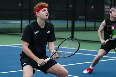 BLOOMINGTON, IN - March 31, 2023 - Ilya Tiraspolsky during the meet between the Northwestern Wildcats and the Indiana Hoosiers at IU Tennis Center in Bloomington, IN. Photo By Gretta Cohoon/Indiana Athletics