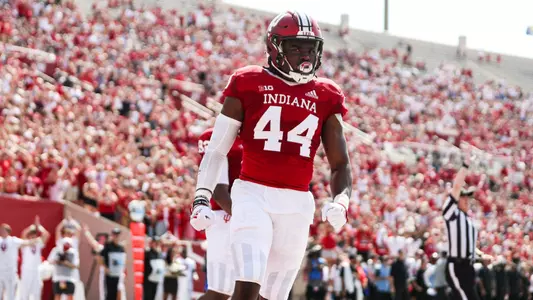 BLOOMINGTON, IN - September 17, 2022 - linebacker Aaron Casey #44 of the Indiana Hoosiers during the game between the Western Kentucky Hill Toppers and the Indiana Hoosiers at Memorial Stadium in Bloomington, IN. Photo By Gretta Cohoon\Indiana Athletics