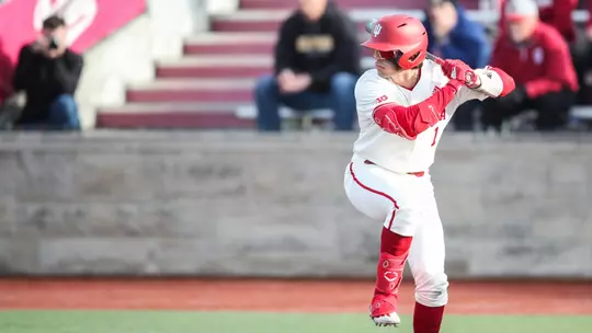 BLOOMINGTON, IN - APRIL 07, 2023 - infielder Phillip Glasser #1 of the Indiana Hoosiers during the game between the Iowa Hawkeyes and the Indiana Hoosiers at Bart Kaufman Field in Bloomington, IN. Photo By Pearson Georges/Indiana University