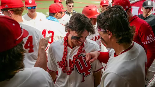 BLOOMINGTON, IN - May 13, 2023 - infielder Phillip Glasser #1 of the Indiana Hoosiers during the game between the Purdue Boilermakers and the Indiana Hoosiers at Bart Kaufman Field in Bloomington, IN. Photo By Gracie Farrall\Indiana Athletics