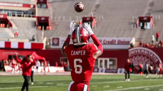 BLOOMINGTON, IN - October 08, 2022 - wide receiver Cam Camper #6 of the Indiana Hoosiers during the game between the Michigan Wolverines and the Indiana Hoosiers at Memorial Stadium in Bloomington, IN. Photo By Gracie Farrall\Indiana University