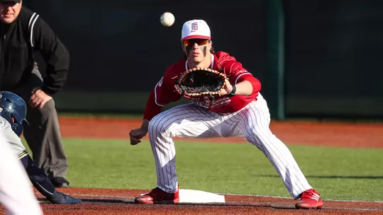 BLOOMINGTON, IN - March 28, 2023 - catcher Brock Tibbitts #9 of the Indiana Hoosiers during the game between the Kent State Golden Flashes and the Indiana Hoosiers at Bart Kaufman Field in Bloomington, IN. Photo By Gracie Farrall\Indiana Athletics