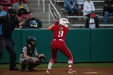 BLOOMINGTON, IN - April 11, 2023 - infielder Taryn Kern #9 of the Indiana Hoosiers during the game between the Louisville Cardinals and the Indiana Hoosiers at Andy Mohr Field in Bloomington, IN. Photo By Trent Barnhart/Indiana Athletics
