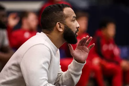 ANN ARBOR, MI - February 12, 2023 - Angel Escobedo during the game between the Michigan Wolverines and the Indiana Hoosiers at Cliff Keen Arena in Ann Arbor, MI. Photo By Andrew Mascharka/Indiana Athletics