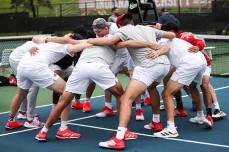 BLOOMINGTON, IN - April 28, 2023 - Indiana Hoosiers Men’s Tennis team during the game between the Ohio State Buckeyes and the Indiana Hoosiers at IU Tennis Center in Bloomington, IN. Photo By Rachel Gillam/Indiana Athletics