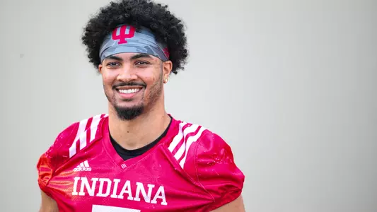 BLOOMINGTON, IN - March 21, 2023 - linebacker Jacob Mangum-Farrar #7 of the Indiana Hoosiers at spring ball at Memorial Stadium in Bloomington, IN. Photo By Andrew Mascharka/Indiana Athletics