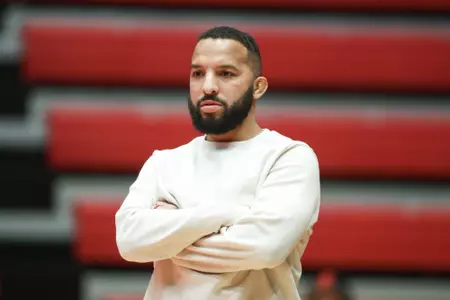 BLOOMINGTON, IN - January 13, 2023 - Angel Escobedo during the meet between the Rutgers Scarlet Knights and the Indiana Hoosiers at Wilkinson Hall in Bloomington, IN. Photo By Sammy Nance/Indiana Athletics