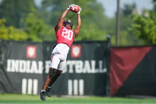 BLOOMINGTON, IN - August 04, 2023 - Louis Moore during Fall Ball Day 3 at John Mellencamp Pavillion in Bloomington, IN. Photo By Sammy Nance/Indiana Athletics