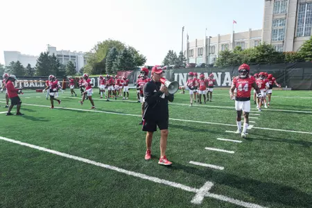 BLOOMINGTON, IN - August 11, 2023 - Indiana Hoosiers Head Coach Tom Allen during Fall Camp at John Mellencamp Pavillion in Bloomington, IN. Photo By Lauren Mervar/Indiana Athletics