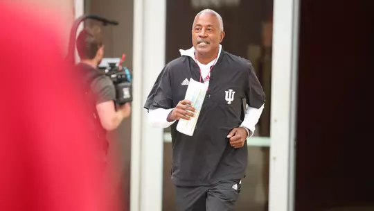 BLOOMINGTON, IN - August 10, 2023 - Craig Johnson Associate Head Coach/ Running Backs during Fall Camp Day 7 at Memorial Stadium in Bloomington, IN. Photo By Dalton Wainscott/Indiana Athletics
