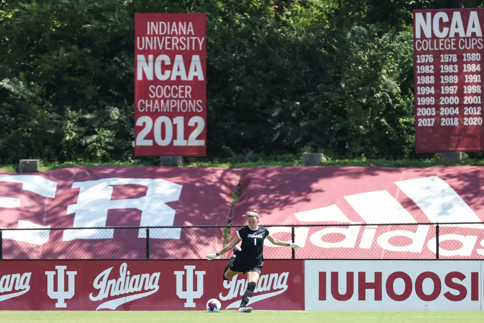 BLOOMINGTON, IN - AUGUST 20, 2023 - goalkeeper Jamie Gerstenberg #1 of the Indiana Hoosiers during the game between the Virginia Tech Hokies and the Indiana Hoosiers at Bill Armstrong Stadium in Bloomington, IN. Photo By Pearson Georges/Indiana Athletics
