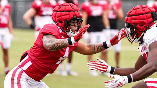 BLOOMINGTON, IN - August 17, 2023 - linebacker Anthony Jones #4 of the Indiana Hoosiers during Fall Camp at John Mellencamp Pavillion in Bloomington, IN. Photo By Andrew Mascharka/Indiana Athletics