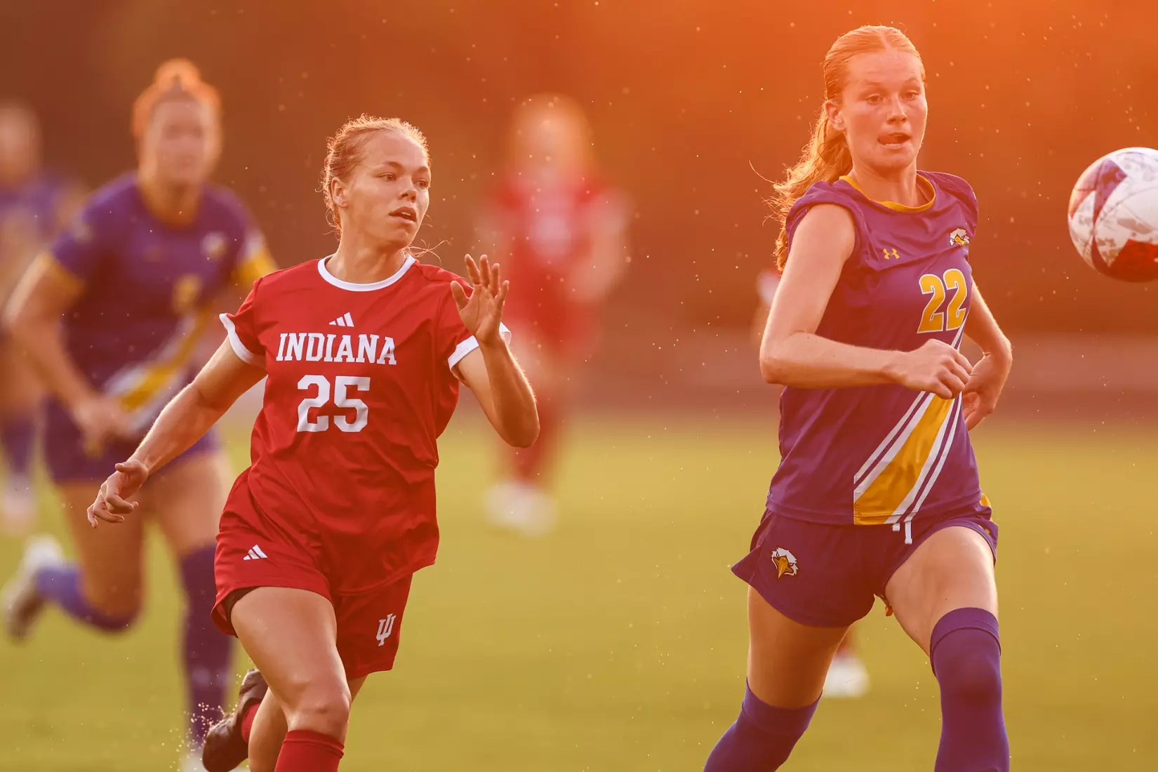 BLOOMINGTON, IN - AUGUST 24, 2023 - forward Paige Webber #25 of the Indiana Hoosiers during the game between the Morehead State Eagles and the Indiana Hoosiers at Bill Armstrong Stadium in Bloomington, IN. Photo By Gretta Cohoon/Indiana Athletics