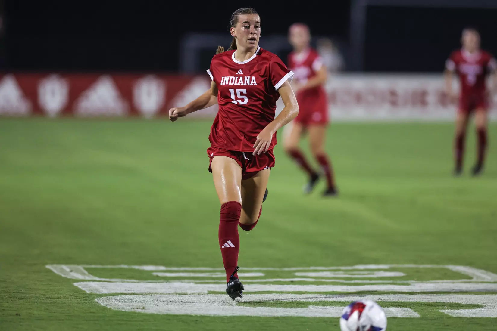 BLOOMINGTON, IN - AUGUST 24, 2023 - defender Mary Kate Sullivan #15 of the Indiana Hoosiers during the game between the Morehead State Eagles and the Indiana Hoosiers at Bill Armstrong Stadium in Bloomington, IN. Photo By Gretta Cohoon/Indiana Athletics