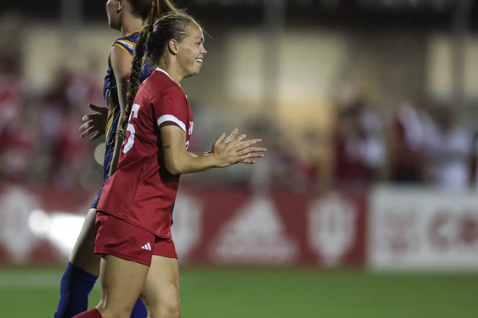 BLOOMINGTON, IN - AUGUST 24, 2023 - forward Paige Webber #25 of the Indiana Hoosiers during the game between the Morehead State Eagles and the Indiana Hoosiers at Bill Armstrong Stadium in Bloomington, IN. Photo By Gretta Cohoon/Indiana Athletics