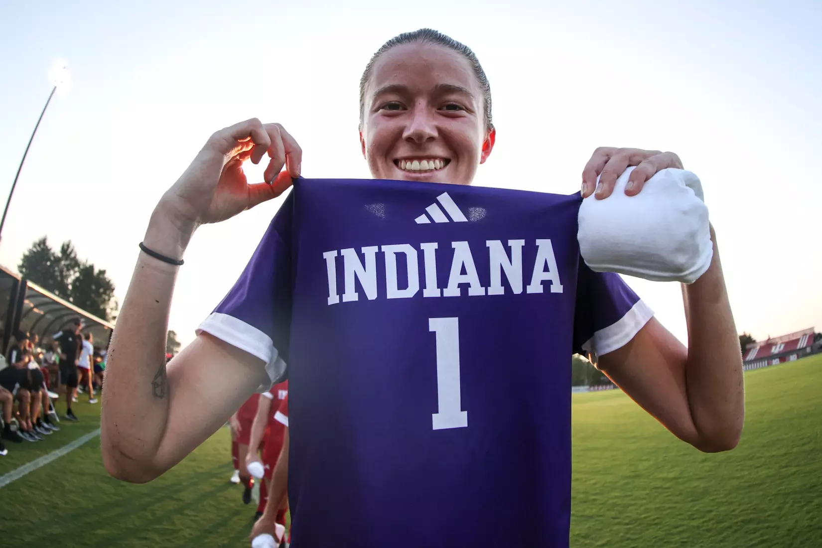 BLOOMINGTON, IN - AUGUST 24, 2023 - goalkeeper Jamie Gerstenberg #1 of the Indiana Hoosiers during the game between the Morehead State Eagles and the Indiana Hoosiers at Bill Armstrong Stadium in Bloomington, IN. Photo By Gretta Cohoon/Indiana Athletics