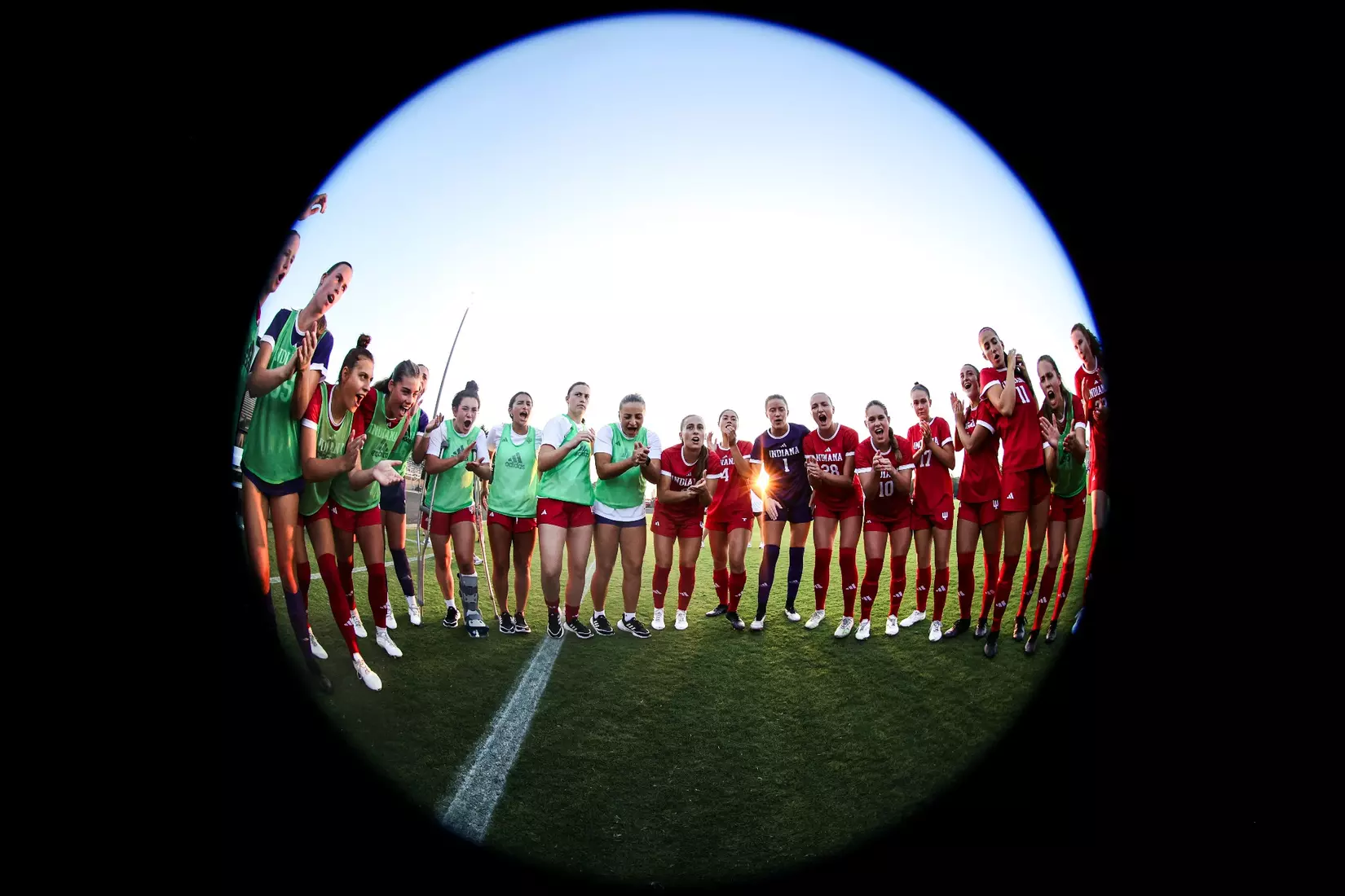 BLOOMINGTON, IN - AUGUST 24, 2023 - the Indiana Hoosiers Women's Soccer Team during the game between the Morehead State Eagles and the Indiana Hoosiers at Bill Armstrong Stadium in Bloomington, IN. Photo By Gretta Cohoon/Indiana Athletics