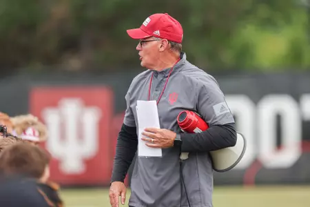 BLOOMINGTON, IN - August 15, 2023 - Indiana Hoosiers Head Coach Tom Allen during Fall Camp at John Mellencamp Pavillion in Bloomington, IN. Photo By \LDM#2\