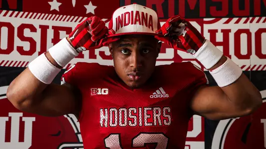 BLOOMINGTON, IN - June 12, 2023 - running back Jaylin Lucas #12 of the Indiana Hoosiers during production week at Memorial Stadium in Bloomington, IN. Photo By Lauren Mervar/Indiana Athletics