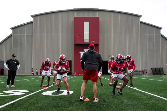 BLOOMINGTON, IN - August 02, 2023 - Indiana Hoosiers Co-Defensive Coordinator and Safeties Coach Matt Guerrieri during Fall Camp at John Mellencamp Pavillion in Bloomington, IN. Photo By Andrew Mascharka/Indiana Athletics
