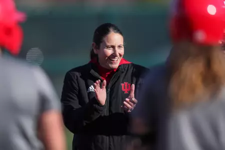 BLOOMINGTON, IN - January 09, 2023 - Head Coach Shonda Stanton of the Indiana Hoosiers during practice at Andy Mohr Field in Bloomington, IN. Photo By Dalton Wainscott/Indiana Athletics