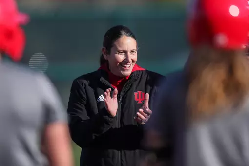 BLOOMINGTON, IN - January 09, 2023 - Head Coach Shonda Stanton of the Indiana Hoosiers during practice at Andy Mohr Field in Bloomington, IN. Photo By Dalton Wainscott/Indiana Athletics