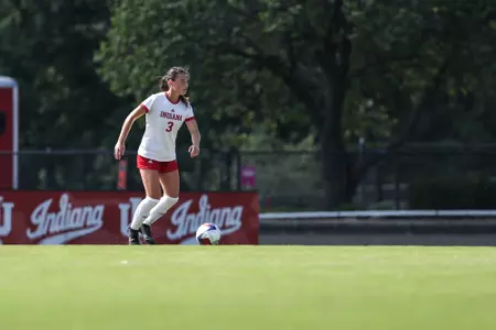 BLOOMINGTON, IN - September 10, 2023 - #3 Zoe Tiger during the game between the Hanover Panthers and the Indiana Hoosiers at Bill Armstrong Stadium in Bloomington, IN. Photo By Gretta Cohoon/Indiana Athletics