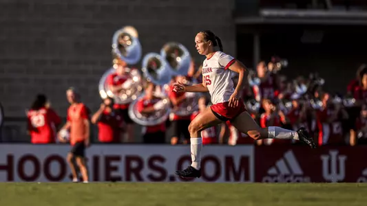 BLOOMINGTON, IN - September 3, 2023 - forward Paige Webber #25 of the Indiana Hoosiers during the game between the Northern Illinois Huskies and the Indiana Hoosiers at Bill Armstrong Stadium in Bloomington, IN. Photo By Grace Waggoner/IU Athletics