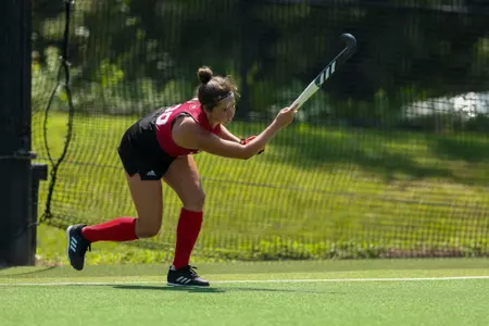 BLOOMINGTON, IN - August 20, 2023 - midfielder Sofia Arrebola Garcia #28 of the Indiana Hoosiers during the scrimmage between the Miami OH RedHawks and the Indiana Hoosiers at IU Field Hockey Complex in Bloomington, IN. Photo By Sammy Nance/Indiana Athletics