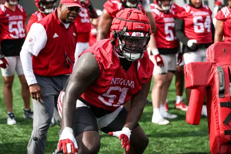 BLOOMINGTON, IN - August 03, 2023 - defensive lineman Patrick Lucas Jr. #51 of the Indiana Hoosiers during Fall Camp at John Mellencamp Pavillion in Bloomington, IN. Photo By \LDM#2\