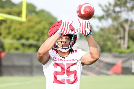 BLOOMINGTON, IN - August 03, 2023 - running back Daniel Weems #25 of the Indiana Hoosiers during Fall Camp at John Mellencamp Pavillion in Bloomington, IN. Photo By \LDM#2\