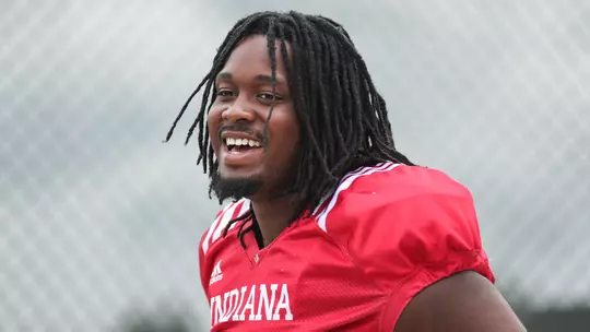 BLOOMINGTON, IN - August 17, 2023 - defensive lineman Marcus Burris Jr. #92 of the Indiana Hoosiers during Fall Camp Day 12 at Memorial Stadium in Bloomington, IN. Photo By Dalton Wainscott/Indiana Athletics