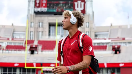 BLOOMINGTON, IN. 09.02.2023. quarterback Tayven Jackson #2 of the Indiana Hoosiers during the game between the Ohio State Buckeyes and the Indiana Hoosiers at Memorial Stadium in Bloomington, IN. Photo by Chris Conaway/Indiana Athletics