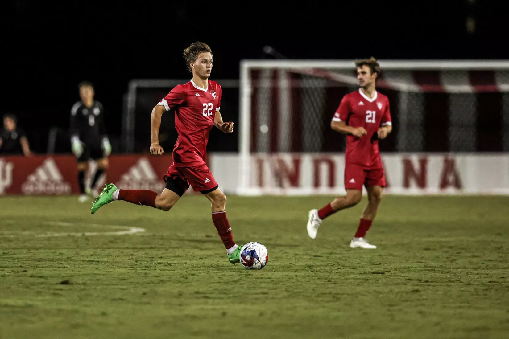 BLOOMINGTON, IN - September 04, 2023 - midfielder Patrick McDonald #22 of the Indiana Hoosiers during the game between the Seton Hall Huskies and the Indiana Hoosiers at Bill Armstrong Stadium in Bloomington, IN. Photo By Grace Waggoner/IU Athletics