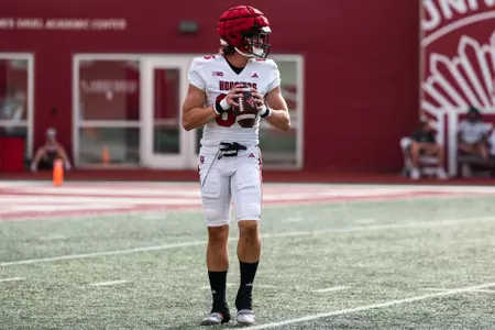 BLOOMINGTON, IN - August 12, 2023 - tight end Brody Foley #86 of the Indiana Hoosiers during Fall Camp at Memorial Stadium in Bloomington, IN. Photo By Gretta Cohoon/Indiana Athletics