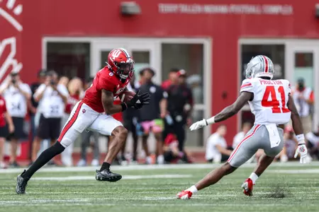 BLOOMINGTON, IN. 09.02.2023. defensive back Phillip Dunnam #6 of the Indiana Hoosiers during the game between the Ohio State Buckeyes and the Indiana Hoosiers at Memorial Stadium in Bloomington, IN. Photo by Chris Conaway/Indiana Athletics