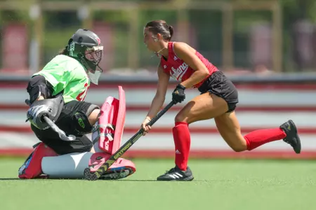 BLOOMINGTON, IN - August 20, 2023 - defender Kai Snell #5 of the Indiana Hoosiers during the scrimmage between the Miami OH RedHawks and the Indiana Hoosiers at IU Field Hockey Complex in Bloomington, IN. Photo By Sammy Nance/Indiana Athletics