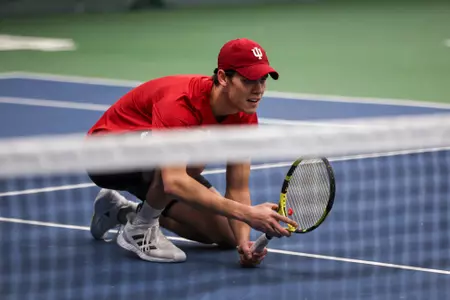 BLOOMINGTON, IN - January 13, 2024 - Michael Andre during the meet between the Dayton Flyers and the Indiana Hoosiers at IU Tennis Center in Bloomington, IN. Photo By Grace Waggoner/IU Athletics