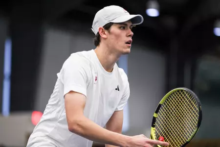 BLOOMINGTON, IN - January 13, 2024 - Michael Andre during the meet between the Toledo Rockets  and the Indiana Hoosiers at IU Tennis Center in Bloomington, IN. Photo By Grace Waggoner/IU Athletics