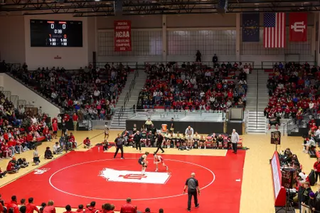 BLOOMINGTON, IN - January 27, 2024 - The crowd during the meet between the Purdue Boilermakers and the Indiana Hoosiers at Wilkinson Hall in Bloomington, IN. Photo By Sammy Nance/Indiana Athletics