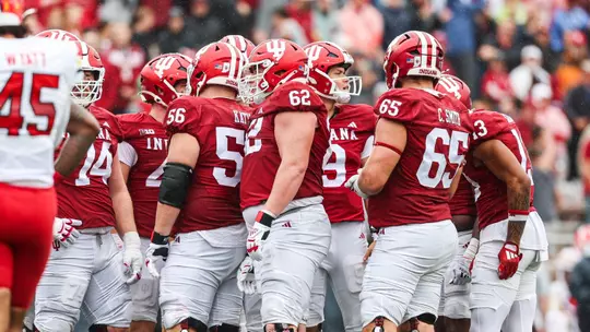BLOOMINGTON, IN - September 28, 2024 - the Indiana Hoosiers Football team during the game between the Indiana Hoosiers and the Maryland Terrapins at Memorial Stadium in Bloomington, Indiana. Photo By Trent Barnhart/Indiana Athletics