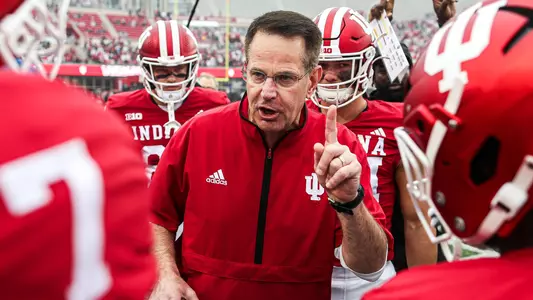 BLOOMINGTON, IN - September 28, 2024 - Indiana Hoosiers Head Coach Curt Cignetti during the game between the Indiana Hoosiers and the Maryland Terrapins at Memorial Stadium in Bloomington, Indiana. Photo By Trent Barnhart/Indiana Athletics