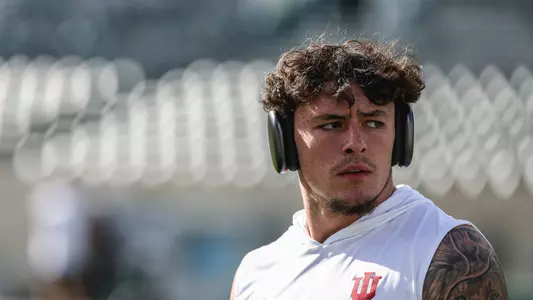 EAST LANSING, MI - November 2, 2024 - linebacker Aiden Fisher #4 of the Indiana Hoosiers during the game between the Michigan State Spartans and the Indiana Hoosiers at Spartan Stadium in East Lansing, Michigan. Photo By Trent Barnhart/Indiana Athletics