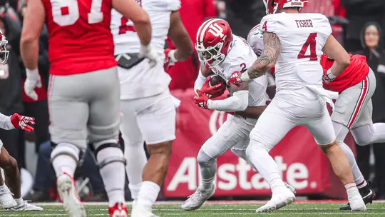COLUMBUS, OH - November 23, 2024 - linebacker Jailin Walker #2 of the Indiana Hoosiers during the game between the Ohio State Buckeyes and the Indiana Hoosiers at Ohio Stadium in Columbus, Ohio. Photo By Trent Barnhart/Indiana Athletics