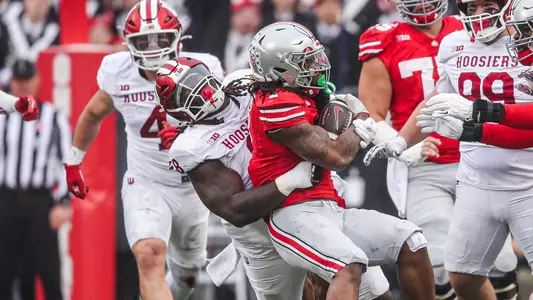 COLUMBUS, OH - November 23, 2024 - defensive lineman Chaddrian "CJ" West #8 of the Indiana Hoosiers during the game between the Ohio State Buckeyes and the Indiana Hoosiers at Ohio Stadium in Columbus, Ohio. Photo By Trent Barnhart/Indiana Athletics